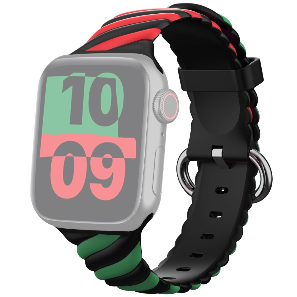 3-color Twist Band for Apple Watch 49mm / 45mm / 44mm / 42mm - Red Green Black