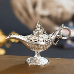 Aladdin Magic Lamp Metal Crafts Wish Lamp Home Decoration - Silver