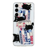 Samsung Galaxy S24 Case Shockproof Cat Pattern TPU - Black