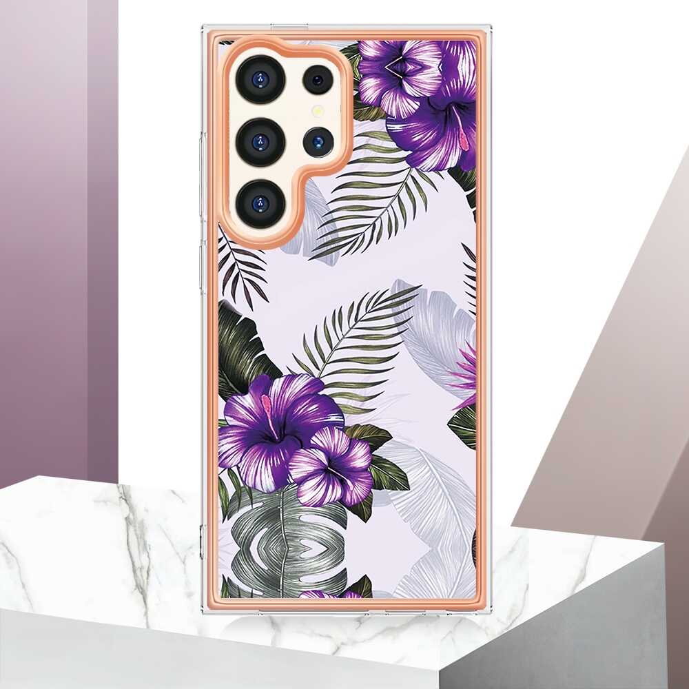 Samsung Galaxy S24 Ultra 5G Case Electroplating IMD - Purple Flower