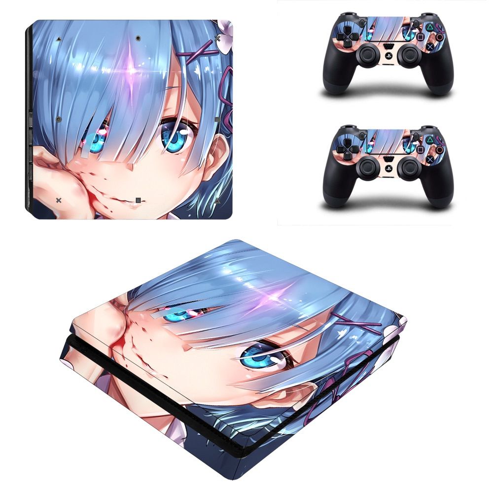 Fashion Sticker Icon Protective Film for PS4 Slim Anime girl design