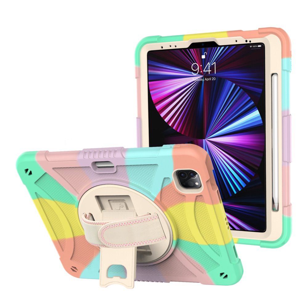 iPad Pro 11 2022/2021/2020 Case Shockproof With Pen Slot & Shoulder Strap - Colourful