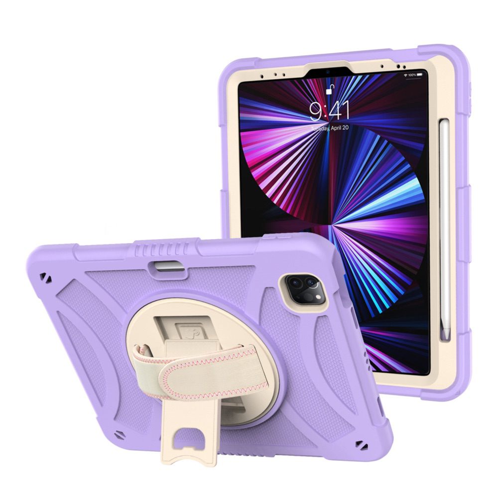 iPad Pro 11 2022/2021/2020 Case Shockproof With Pen Slot & Shoulder Strap - Purple