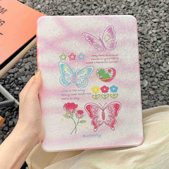 iPad Pro 12.9 2022/2021/2020 Case Painted Magnetic Split Leather - Butterflies