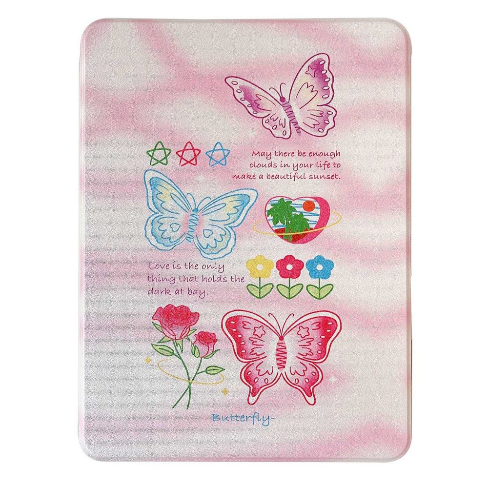 iPad Pro 12.9 2022/2021/2020 Case Painted Magnetic Split Leather - Butterflies