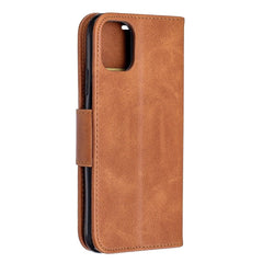 iPhone 11 Case Retro Lambskin Texture Secure Flip Wallet - Brown