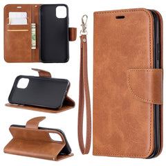 iPhone 11 Case Retro Lambskin Texture Secure Flip Wallet - Brown