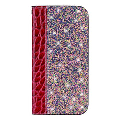 iPhone 11 Pro Case Crocodile Texture Glitter Powder Flip Wallet - Red Wine