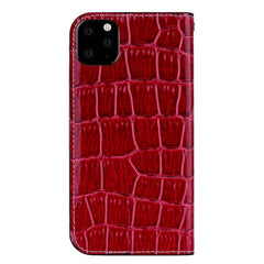 iPhone 11 Pro Case Crocodile Texture Glitter Powder Flip Wallet - Red Wine