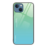 iPhone 13 Case PC and TPU Gradient Color Glass - Green Cyan