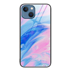 iPhone 13 Case Protective Marble Pattern Glass - Pink