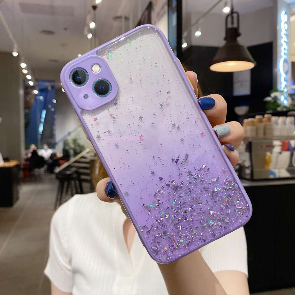 iPhone 13 Case Protective Starry Gradient Glitter - Purple