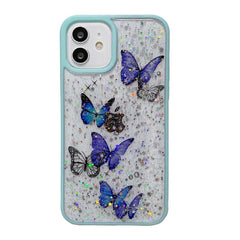 iPhone 13 Case Shockproof Butterfly Glitter Epoxy TPU - Green