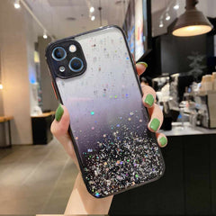 iPhone 13 Case Shockproof Starry Gradient Glitter - Black