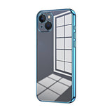 iPhone 13 Case Shockproof Transparent Plating Fine Hole - Blue