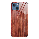 iPhone 13 Case Shockproof Wood Grain Glass - Coffee