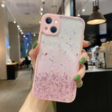 iPhone 13 Case Starry Gradient Glitter Powder TPU - Pink