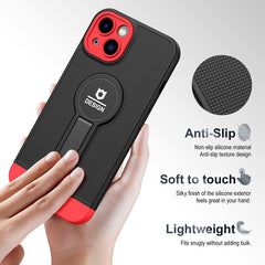 iPhone 13 Case tough and durable With Small Tail Holder - Black Red