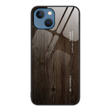 iPhone 13 Case Wood Grain Glass Protective - Black