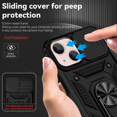 iPhone 14 Case With Camera Shield Cover & Ring Holder - Black