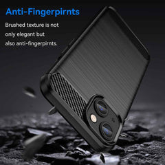 iPhone 14 Plus Case Brushed Texture Carbon Fiber - Black