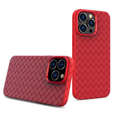 iPhone 14 Plus Case Woven Shockproof Protective - Red