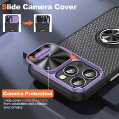 iPhone 14 Pro Case With Sliding Camshield Armor - Purple Black