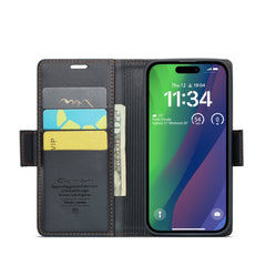 iPhone 15 Case CaseMe 023 RFID Anti-theft PU Leather - Black