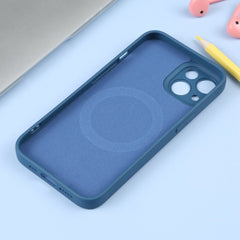 iPhone 15 Case MagSafe Magnetic Ring Made With Silicone - Blue