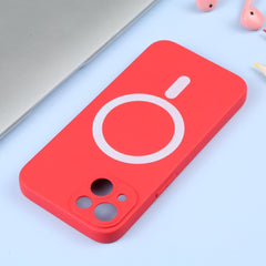 iPhone 15 Case MagSafe Magnetic Ring Made With Silicone - Red