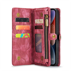 iPhone 15 Case Multi-slot Detachable Protective Wallet - Red