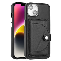 iPhone 15 Case PU Leather with Two Card Slots - Black