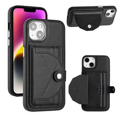 iPhone 15 Case PU Leather with Two Card Slots - Black