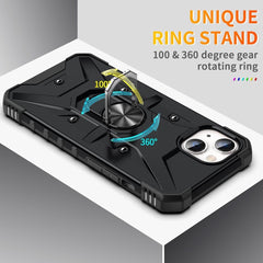 iPhone 15 Case with Metal Ring Holder - Black