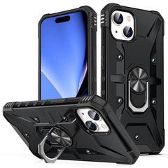 iPhone 15 Case with Metal Ring Holder - Black