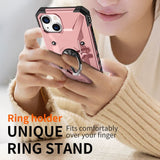 iPhone 15 Case With Ring Holder Made With TPU and PC - Rose Gold