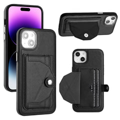 iPhone 15 Plus Case PU Leather with Two Card Slots - Black