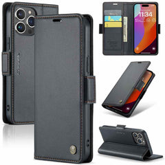 iPhone 15 Pro Case CaseMe 023 RFID Anti-theft PU Leather - Black