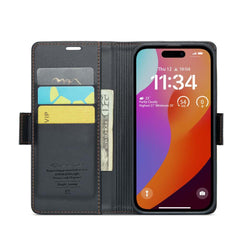 iPhone 15 Pro Case CaseMe 023 RFID Anti-theft PU Leather - Black