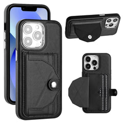 iPhone 15 Pro Case PU Leather with Two Card Slots - Black