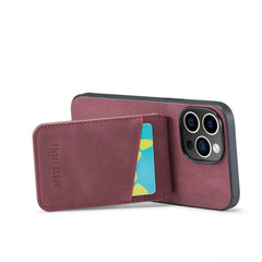 iPhone 15 Pro Case Fierre Shann With Five card slots - Wine Red