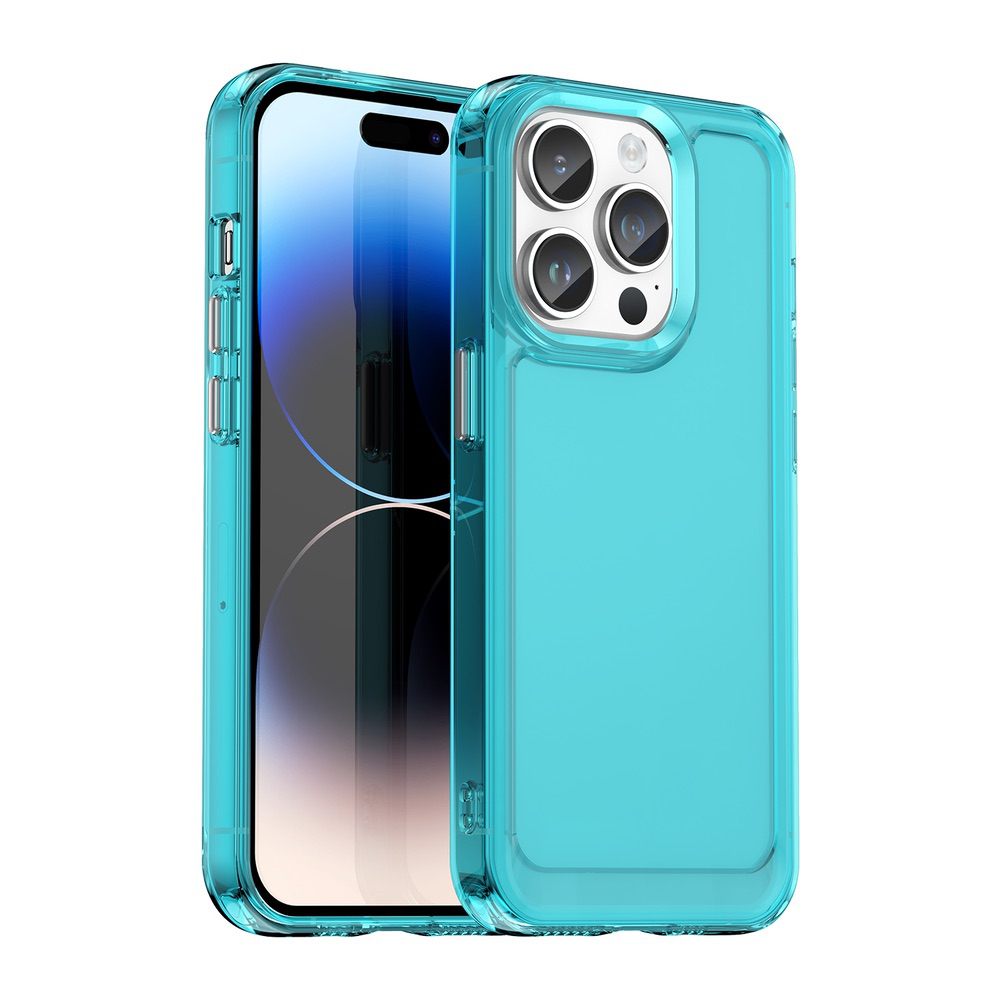 iPhone 15 Pro Max Case Candy Series Shockproof Transparent Blue