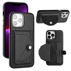 iPhone 15 Pro Max Case PU Leather with Two Card Slots - Black