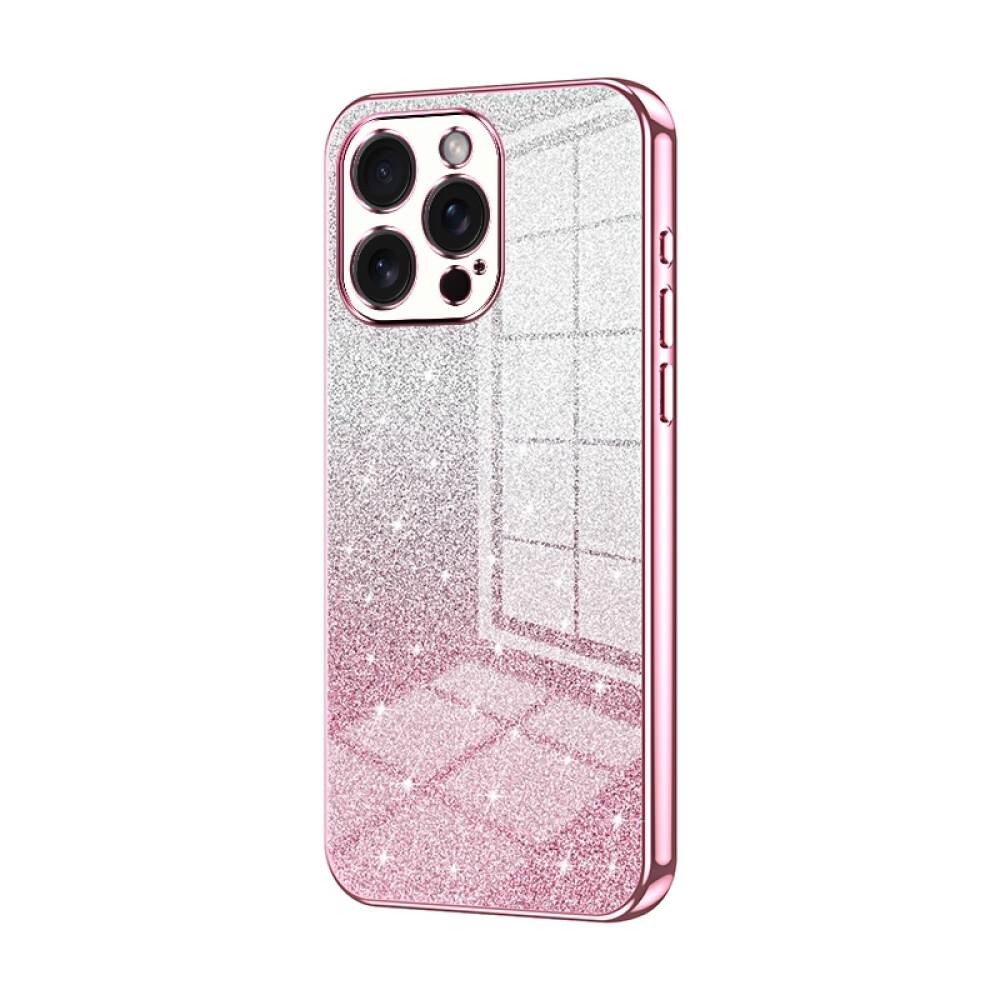 iPhone 15 Pro Max Case With Gradient Glitter Powder Shockproof - Pink