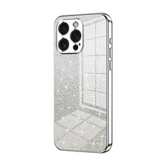 iPhone 15 Pro Max Case With Gradient Glitter Powder Shockproof - Silver