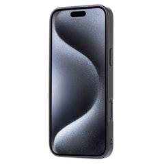 iPhone 16 Case Calfskin Card Slot TPU Hybrid PU - Black