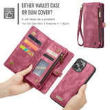 iPhone 16 Pro Max Case Detachable Multifunctional Wallet - Red