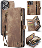 iPhone 16 Pro Max Case Multifunctional PU Wallet - Brown