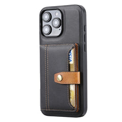 iPhone 16 Pro Max Case With Calfskin Texture PU Leather - Black