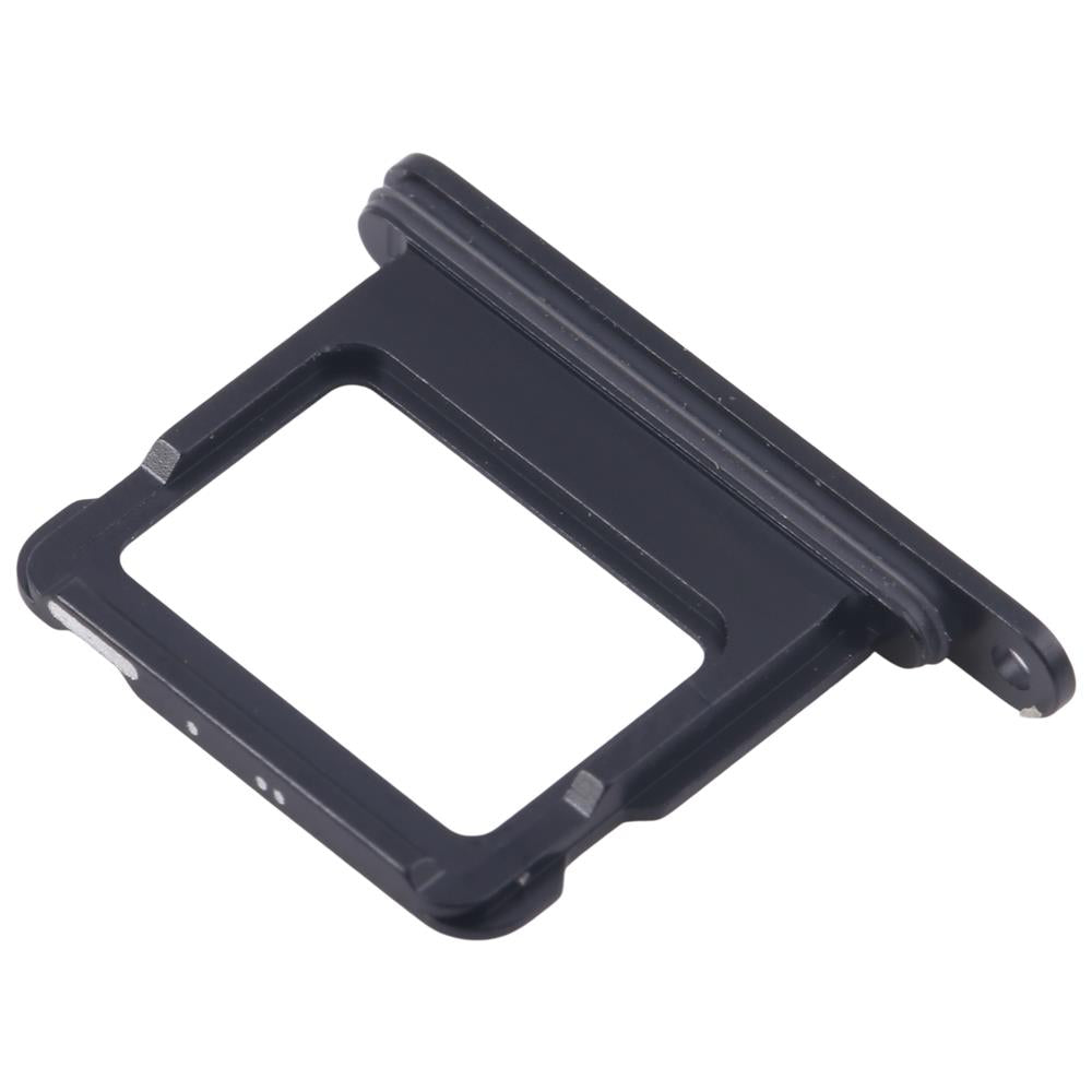 Black iPhone 16 replacement SIM card tray slot designed for a precise fit. Durable mobile phone part for iPhone 16 repair and functionality.